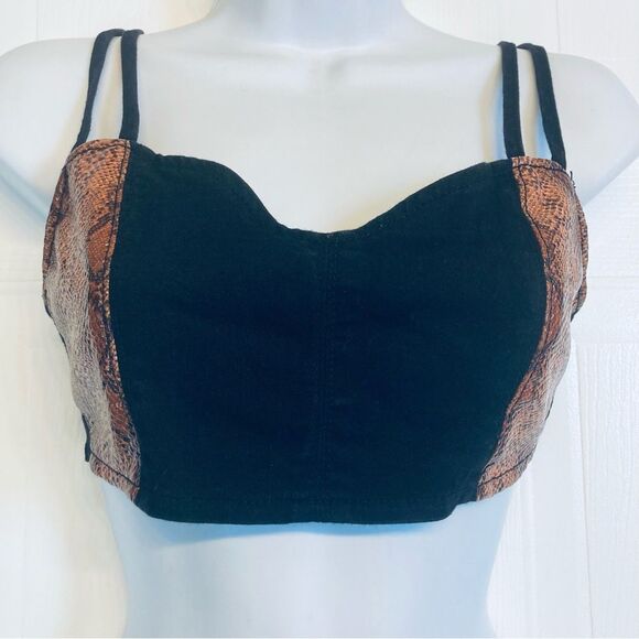 Urban Outfitters Snakeskin Tie-Back Bra Crop Top Small - Picture 1 of 7